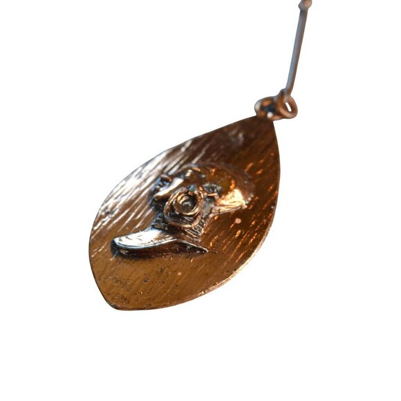 Vintage Embossed Copper Teardrop Pendant With African Profile Design - Picture 5 of 7